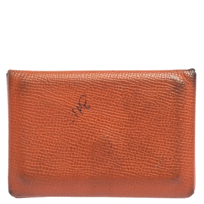 Hermes Cyclamen Chevre Mysore Leather Calvi Card Holder Hermes