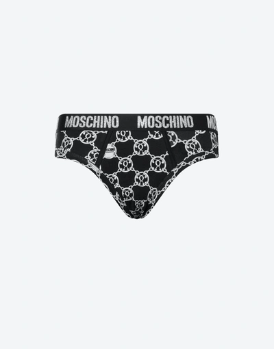 Moschino Double Question Mark Chain Briefs In Black