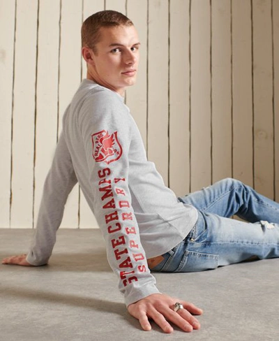 Superdry Men's Track & Field Long Sleeve Top Light Grey / Glacier Grey Marl