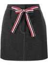 Thom Browne 2ply Fresco Tie Waist Mini Sack Skirt In Black