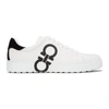 Ferragamo White Gancini Number Sneakers In White Black