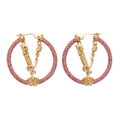 Versace Virtus Crystal-hoop Earrings In Gold