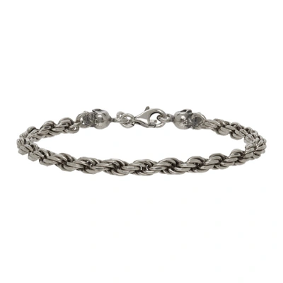 Emanuele Bicocchi Men's Thin French Rope Chain Bracelet, Silver