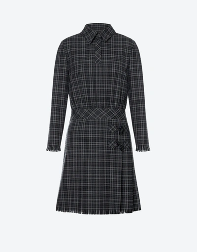Boutique Moschino Check Dress With Frogs In Dark Grey