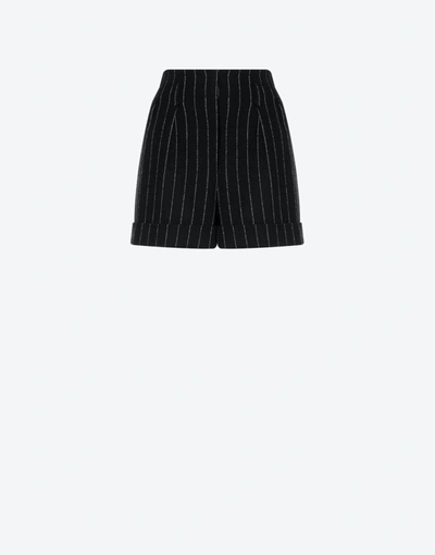 Moschino Stretch Pinstripe Shorts In Black