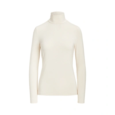 Lauren Petite Jersey Turtleneck In Mascarpone Cream