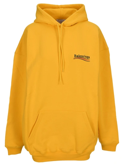 Balenciaga Woman Yellow Political Campaign Medium Fit Hoodie In Yellow/black/red