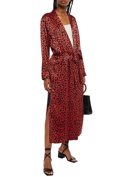 Michelle Mason Silk-charmeuse Dressing Gown In Animal Print