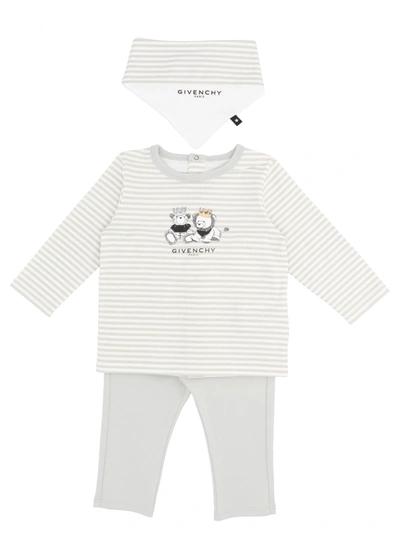 Givenchy Kids Striped Logo Print Onesie Set In Multi