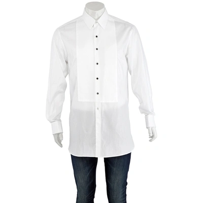 Burberry Modern Fit Panelled Bib Cotton Twill Evening Shirt In White, Brand Size 16.5