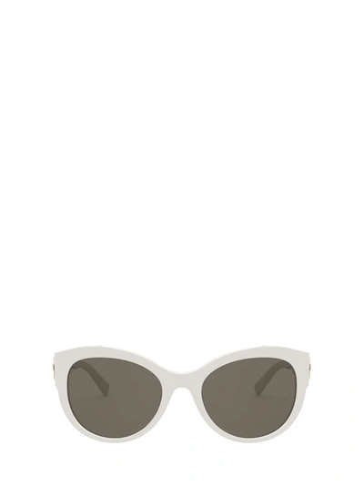 Versace Eyewear Medusa Embellished Round Frame Sunglasses In White