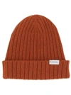 WOOLRICH WOOLRICH LOGO PATCH RIBBED BEANIE
