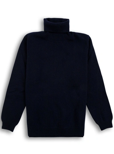 Il Gufo Turtleneck Knit Pullover In Navy