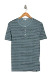 Threads 4 Thought Stripe Print Short Sleeve Henley In Dark Spruce