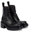 Bottega Veneta Womens Black Lug Lace-up Leather Combat Ankle Boots 3 In Black