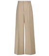 Ami Alexandre Mattiussi High-waisted Flared Wool Trousers In Beige