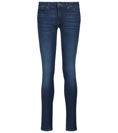 7 For All Mankind Pyper Faded Low-rise Slim-leg Jeans In Blue