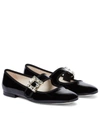 Roger Vivier Très Vivier Strass Babies Crystal-embellished Patent-leather Ballet Flats In Black