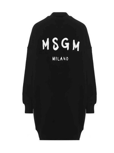 Msgm Logo Printed Mock In Black