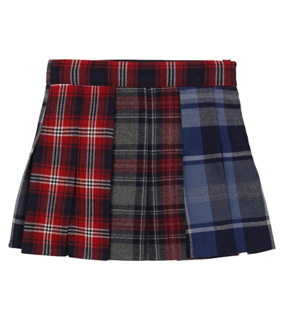 Dolce & Gabbana Kids' Checked Wool-blend Mini Skirt In Multicoloured