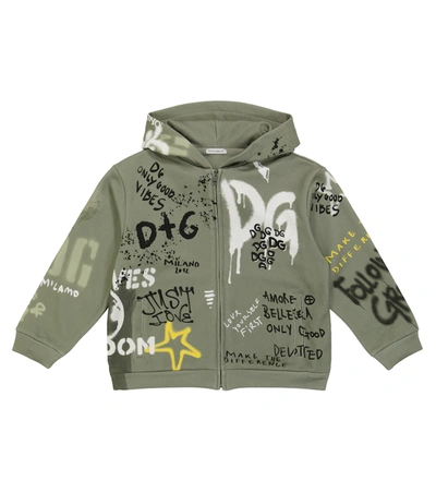 Dolce & Gabbana Babies' Skate Logo-print Hooded Bomber Jacket In Green