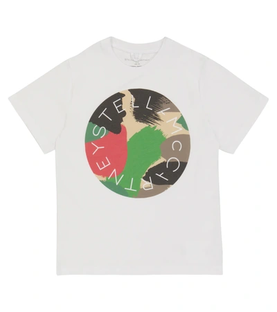 Stella Mccartney Kids' Camo Logo-printed Cotton T-shirt In White