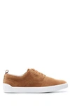 Hugo Boss Suede Trainers With Branded Tape In Brown