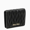 Miu Miu Black Wallet In Matelassé Nappa Leather In Black
