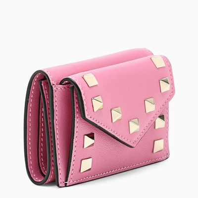 Valentino Garavani Pink Rockstud Tri-fold Wallet