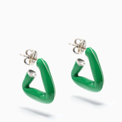 Bottega Veneta Green Triangle Hoop Earrings