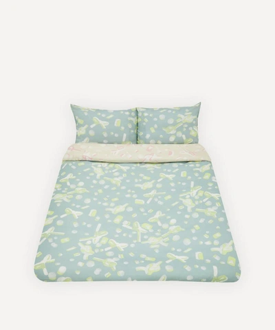 Coco & Wolf Bobbi Knot Linen Super King Duvet Cover Set In Multicoloured