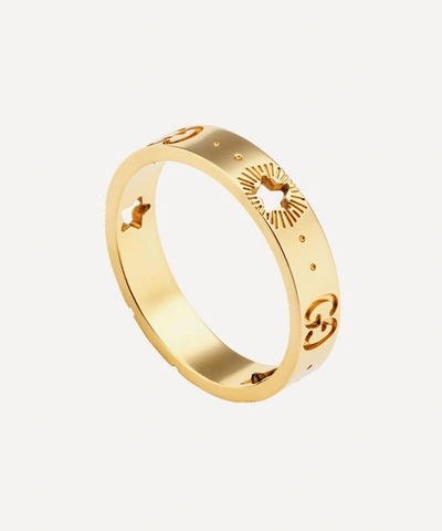 Gucci 18k Yellow Gold Icon Ring With Star Detail