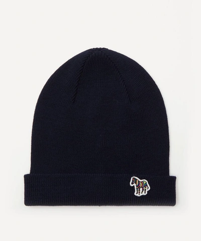 Ps By Paul Smith Ps Paul Smith Zebra Logo Beanie In Blue