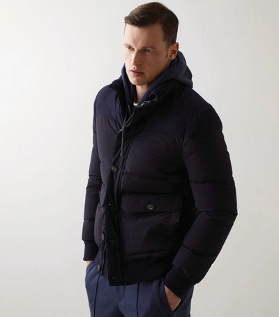 Brunello Cucinelli Quilted Nylon And Wool Down Jacket In Bleu Marine