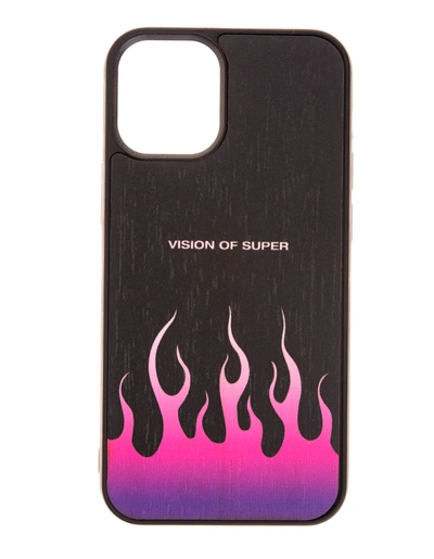 Vision Of Super Black Iphone 12 Mini Case With Gradient Purple Flames