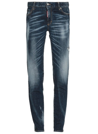 Dsquared2 Distressed Cropped Jeans In Blue