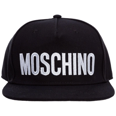 Moschino Black Canvas Snapback Logo Cap