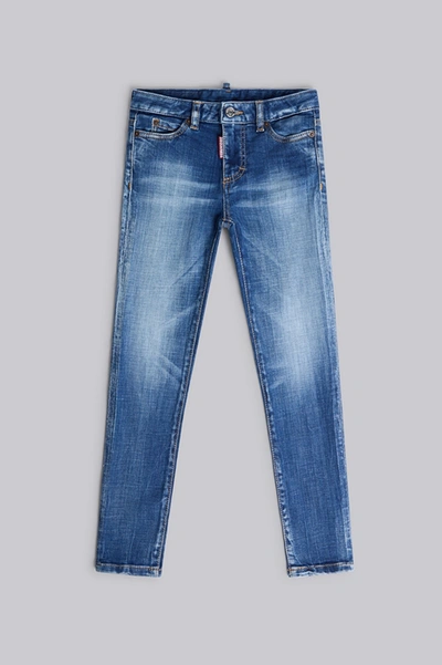 Dsquared2 Kids' Blue Stretch-cotton Jeans