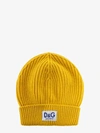 Dolce & Gabbana Logo-patch Fine-ribbed Beanie In Yellow