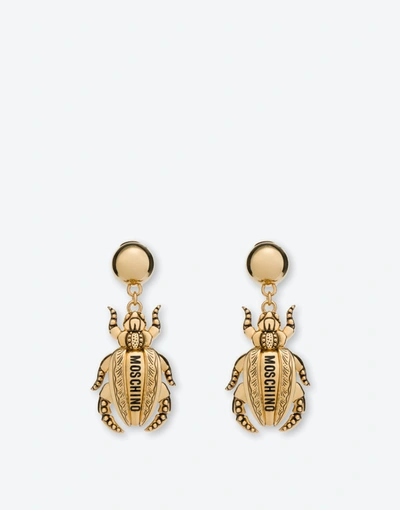 Moschino Beetles Clip Earrings In Gold