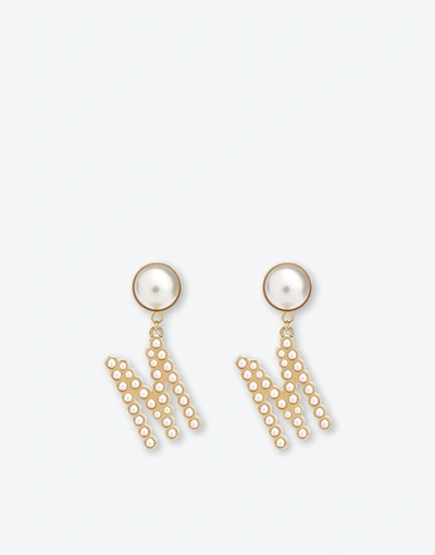 Moschino Gem-embellished Logo Earrings In Gold