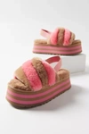 Ugg Disco Stripe Sheepskin Slide Slingback Sandals In Pink