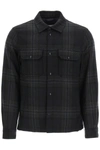 Woolrich Quilted Down Check Overshirt In Grey,blue