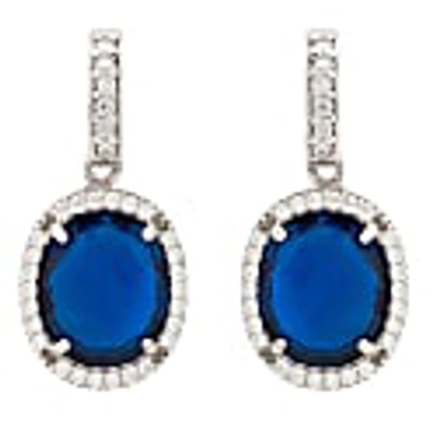 Latelita Beatrice Oval Gemstone Drop Earrings Silver Sapphire Hydro