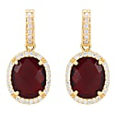 Latelita Beatrice Oval Gemstone Drop Earrings Gold Garnet