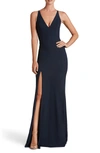 Dress The Population Iris Crepe Trumpet Gown In Black