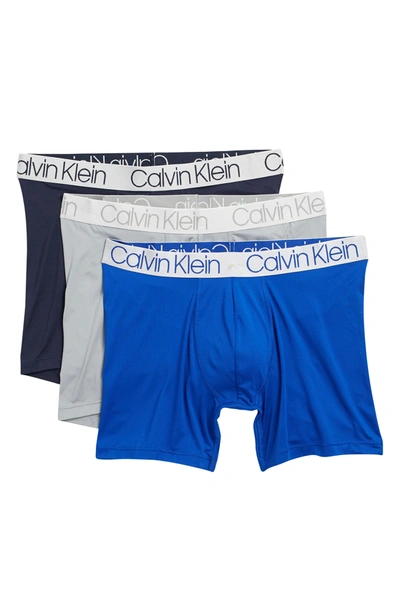 Calvin Klein Microfiber Boxer Briefs In Wolf Grey/webnet/shoreline