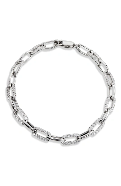 Savvy Cie Jewels Sterling Silver Micro Crystal Pave Bracelet In White