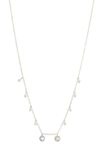 MEIRA T 14K YELLOW GOLD PAVE DIAMOND DISC & 2MM PEARL FRINGE NECKLACE