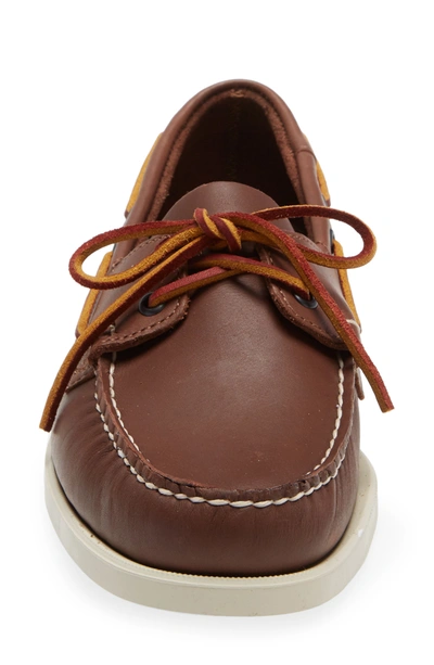 Sebago Portland Boat Shoe In Brwn/brwn